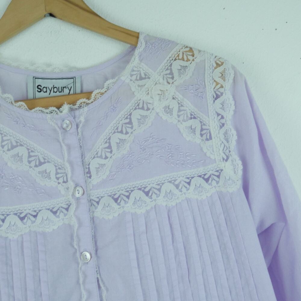 Vintage Small Nightgown Pastel Purple Grannycore Prairie Modest Cottagecore 90s - Picture 4 of 12